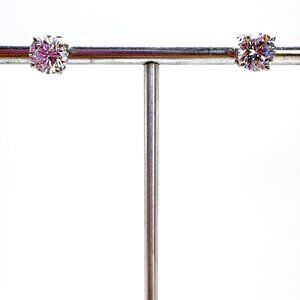 VTG Sterling Silver 925 Cubic Zirconia Stud Earrings Butterfly Closure One Size